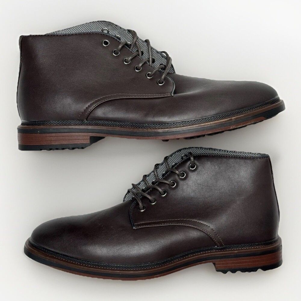 Size 9 - New Look Men’s Dark Brown Lace-Up Derby Boots